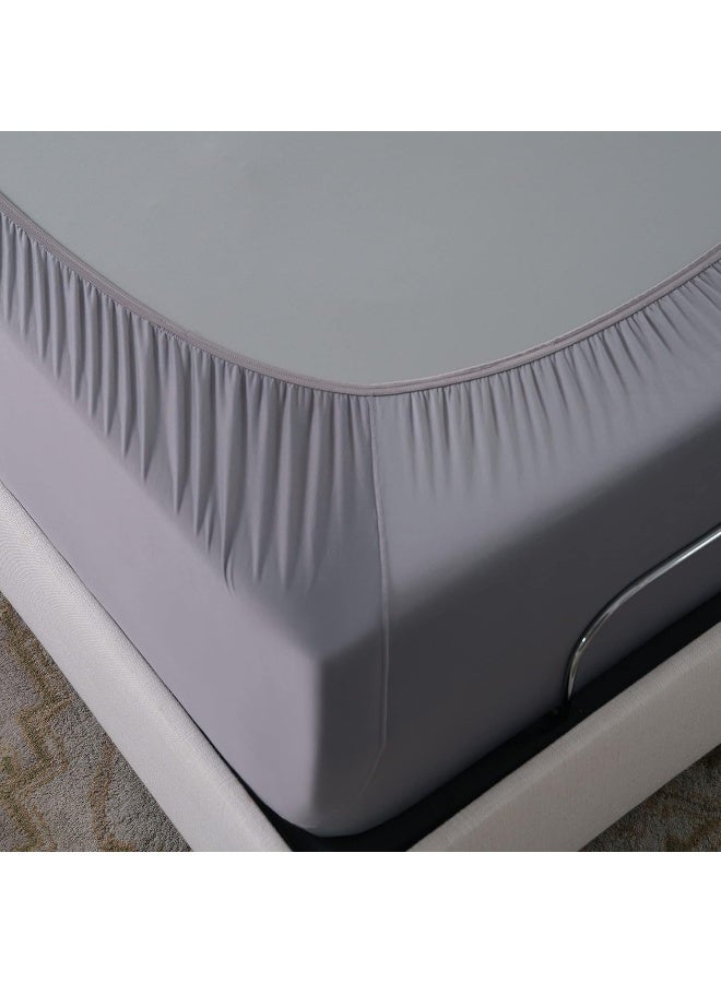 SHEEX - Active Comfort Cooling Sheets Set (King/California King) Pewter - Moisture Wicking - 1 Flat Cooling Sheet, 1 Fitted Cooling Sheet, 2 Cooling Pillow Covers - Wrinkle Free - Sleep Aid - Image 3